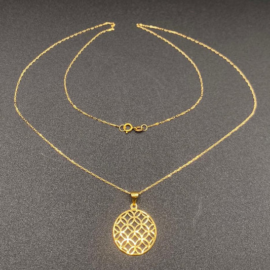 18k Saudi Gold Karkar with Money Catcher Lightweight Necklace Solid Pawnable