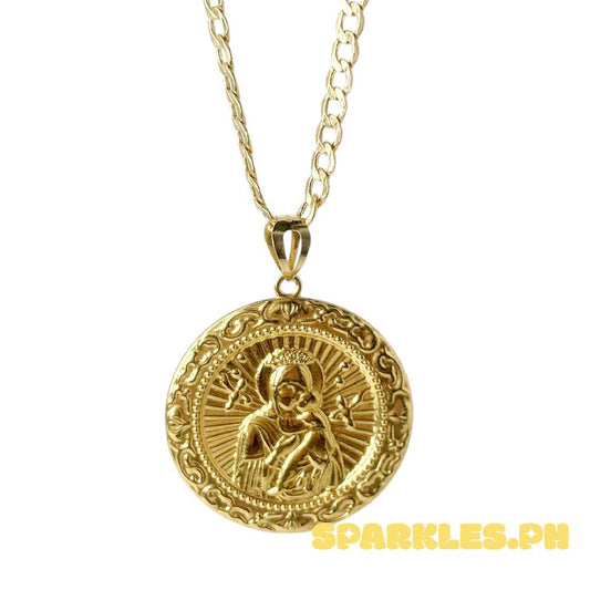 18k Saudi Gold Set Sacred Mary & Child + Cadena  Chain 18" V2