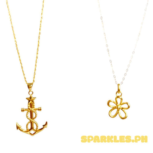 18k Saudi Gold Combo Sets Anchor Star + Rope Chain 20" & Daisy AMPAW + Tauco Chain lv1