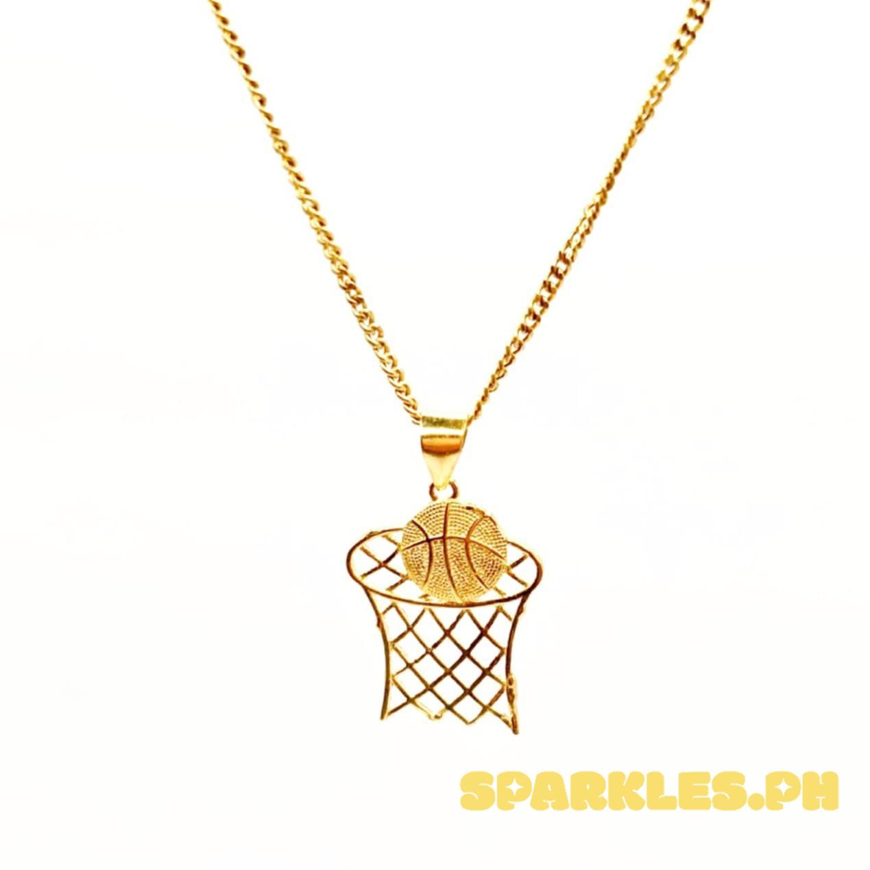 18k Saudi Gold Set Basketball Pendant + Cadena Chain 20"
