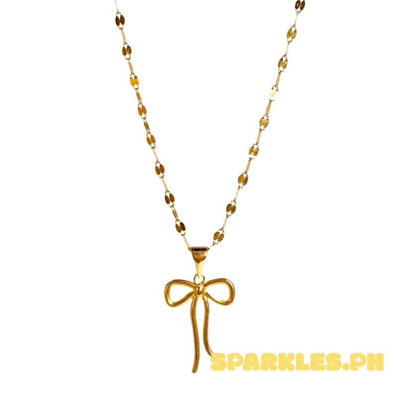 18k Saudi Gold Set Ribbon Style Open Back + Dancing Chain Makapal