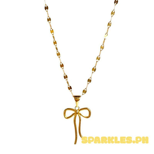 18k Saudi Gold Set Ribbon Style Open Back + Dancing Chain Makapal