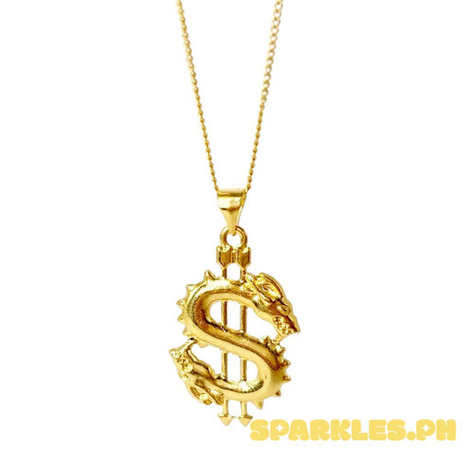 18k Saudi Gold Set Dollar Pendant + Cadena Chain 22"