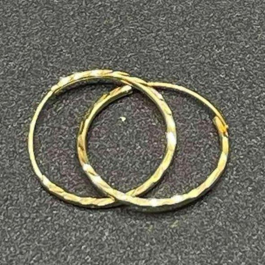 18k Saudi Gold 15mm Diacut loop Earring Solid Pawnable - SKU-XCHDNHB3