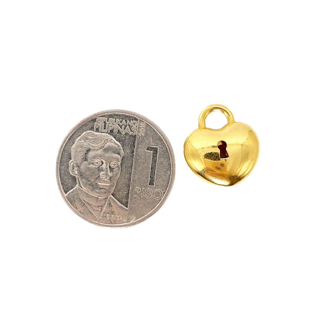 18k Saudi Gold Set Love Lock + Foxtail Chain 18"