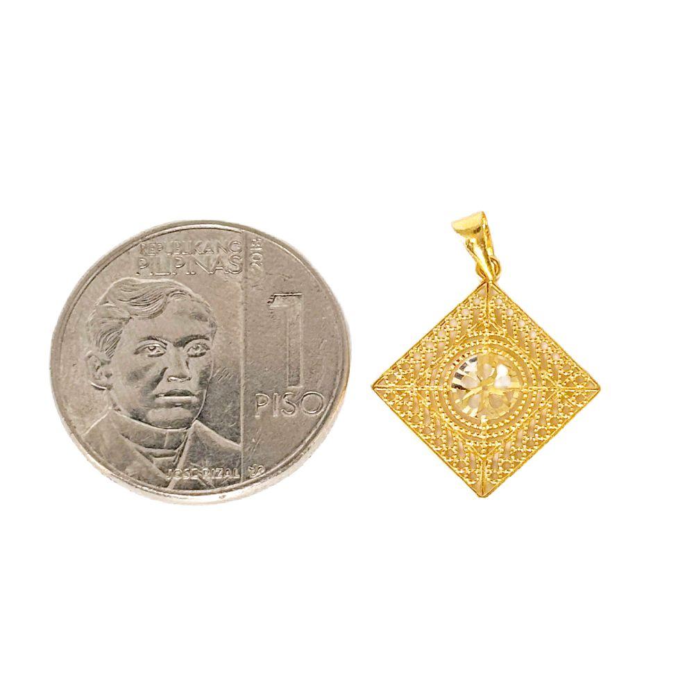 18k Saudi Gold Diamond Tile Pendant - SKU-XYFYQ4EX