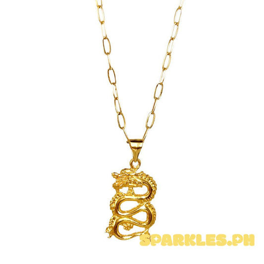 18k Saudi Gold Set Spiral Dragon + Micro Paperclip Makapal 18"