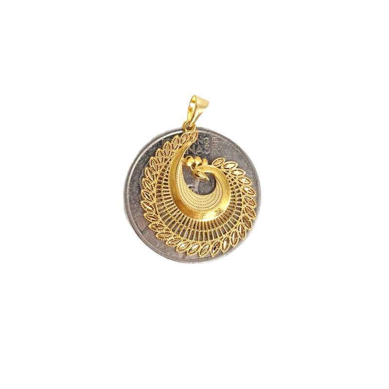 18k Saudi Gold Peacock Curve Pendant - SKU-3EUTY41Q