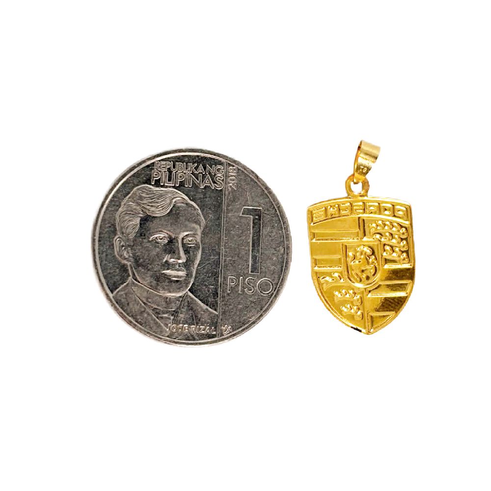 18k Saudi Gold Set Shield Pendant + Micro Paperclip Makapal 22"