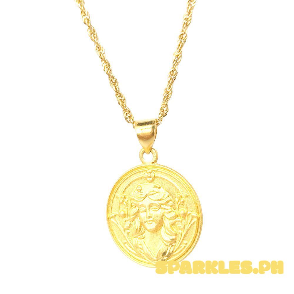 18k Saudi Gold Set Medusa + Rope Chain 16"