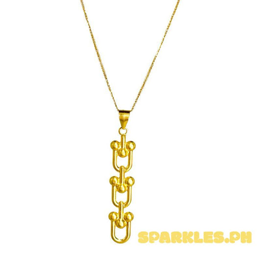 18k Saudi Gold Set Triplet U-Bar + Foxtail Chain 18”