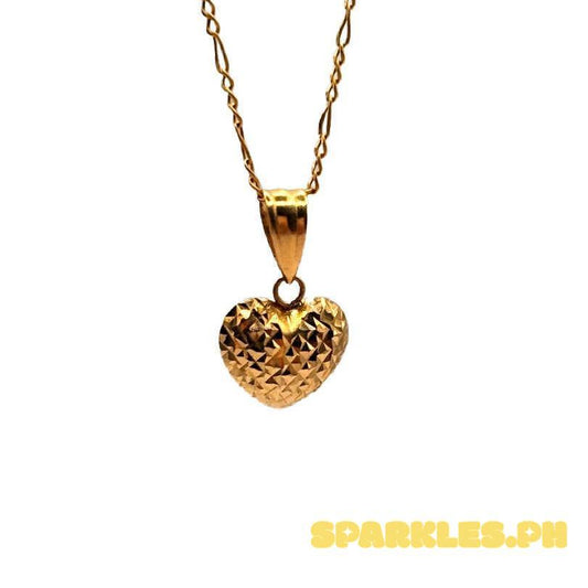 18k Saudi Gold Set Dazzling Diacut Heart + Figaru Chain