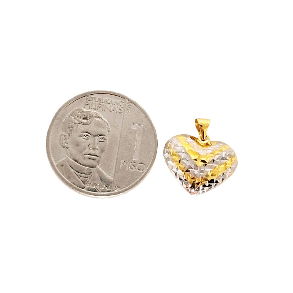18k Saudi Gold Jumbo 2Tone Heart + Micro Paperclip Makapal 16"
