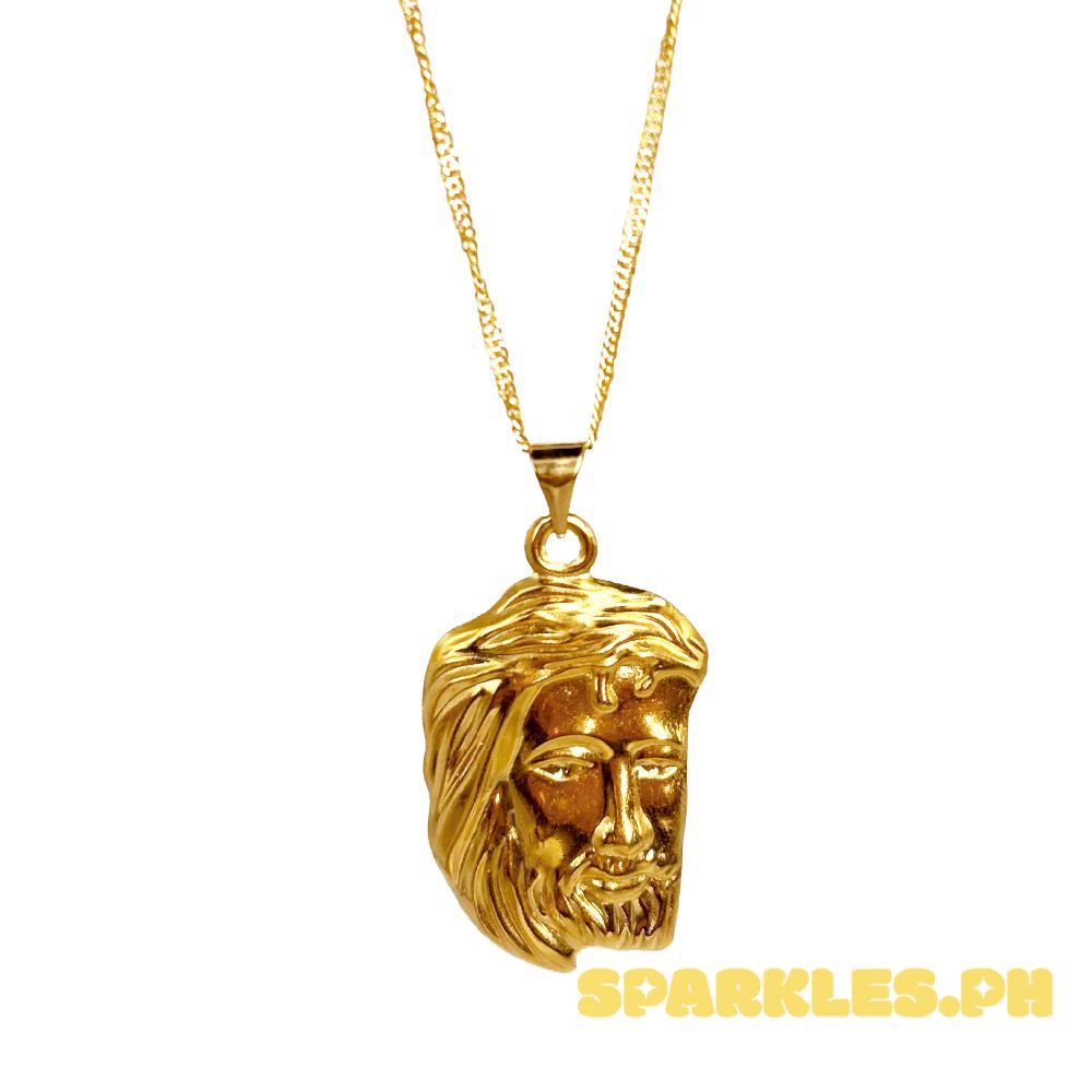 18k Saudi Gold Set Jesus Face V2 + Cadena Chain 20"