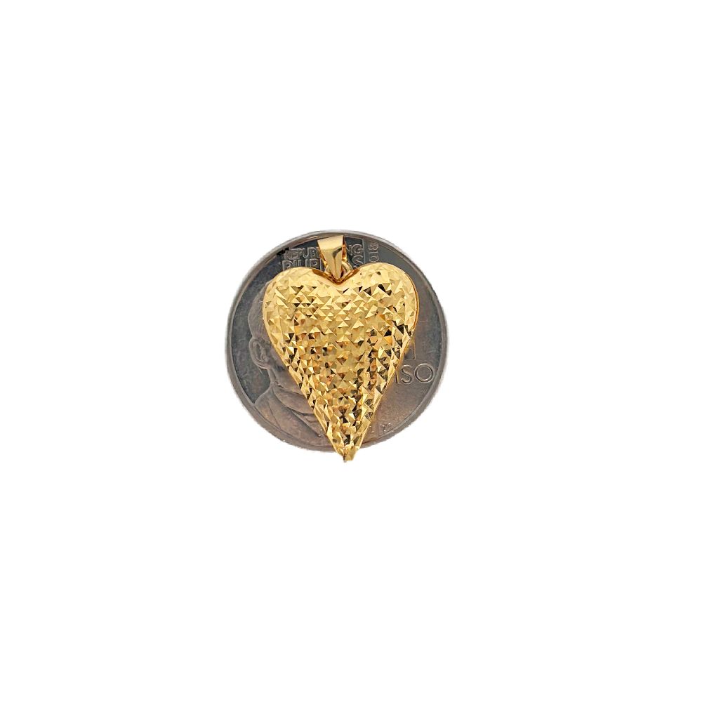 18k Saudi Gold Pyramid Heart Pendant - SKU-1U9G6UWS