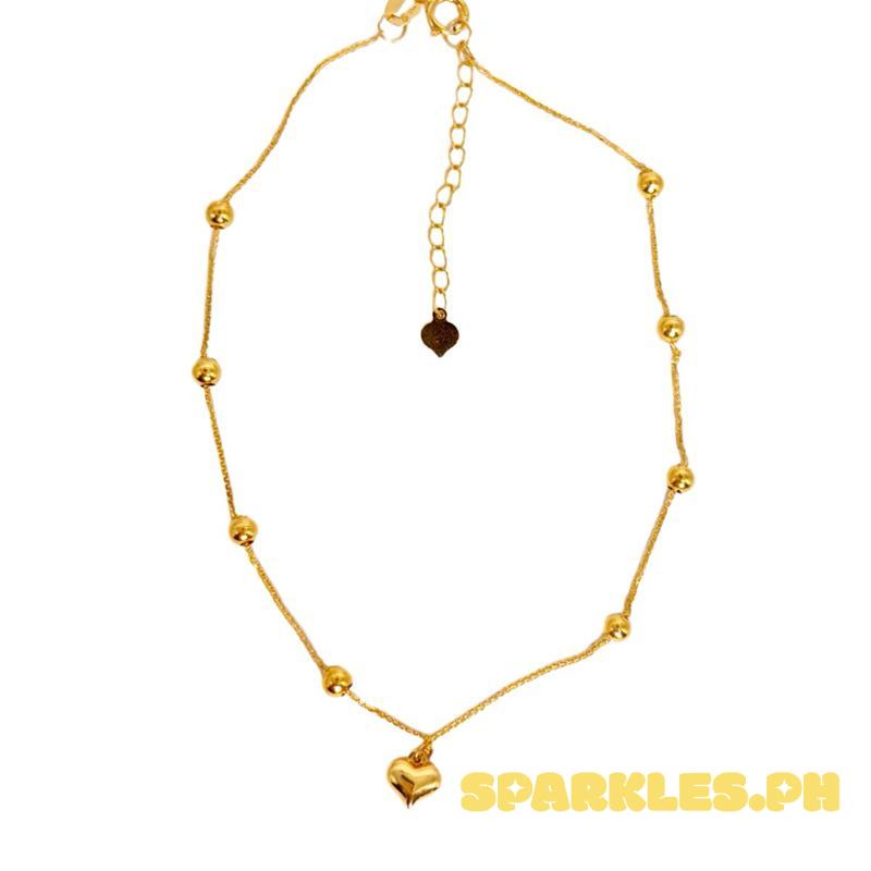 18k Saudi Gold Running Heart Ball Bracelet - SKU-4BH5XL2O