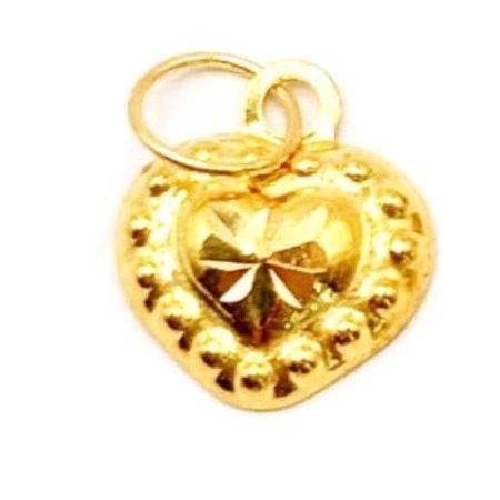 18k Saudi Gold Carved Heart Open Back Pendant - SKU-85DT1JE2